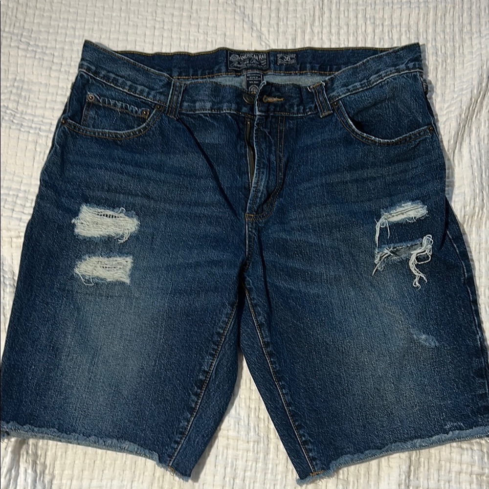 American Rag Blue Distressed Jean Shorts